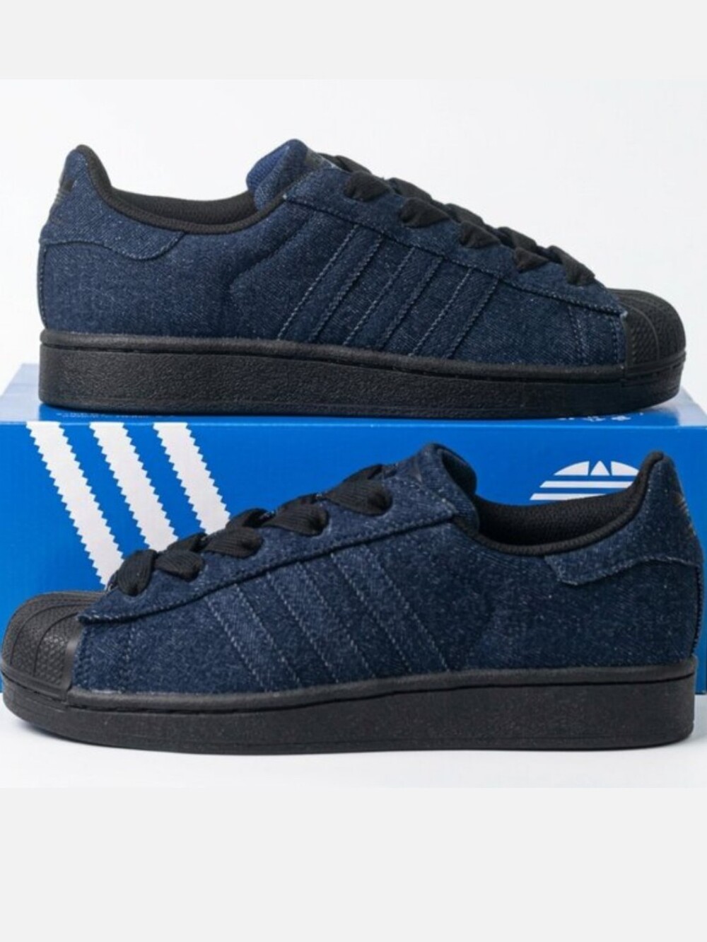 adidas Women's Navy Denim Sneakers with Black Trim